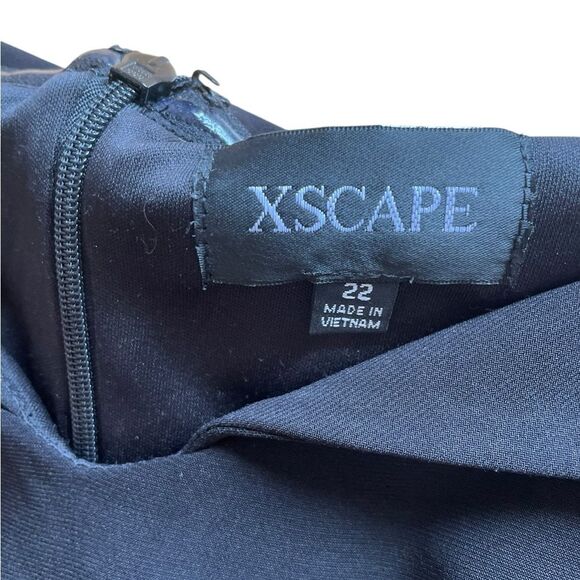 Xscape Off Shoulder Gown Black Pink Illusion Floral Print A Line Womens Size 22 - Picture 8 of 12